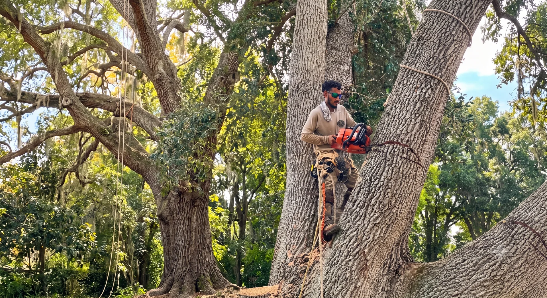 OP Tree Services performing a safe tree removal in Central Florida